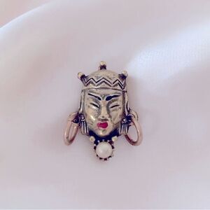 Vintage Selro Unsigned Asian Princess Face Brooch